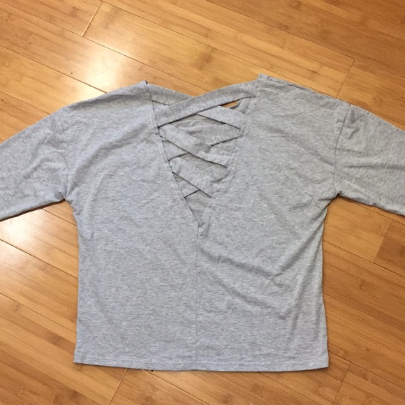 Cropped sleeve “ecowish” brand gray shirt - Picture 1 of 3